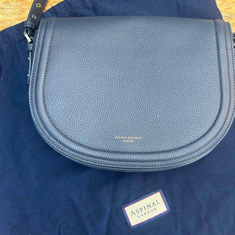 Aspinal of London Navy Leather Crossbody Bag